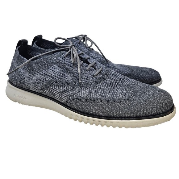 Cole Haan 10 2.ZERØGRAND Wingtip Oxfords Blue Gray Loafer Stitchlite Stretch main image 4